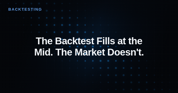 The Backtest Fills at the Mid. The Market Doesn't.